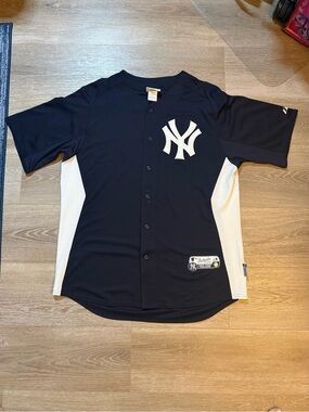 NY Yankees Majestic Navy & White Baseball Batting Jersey